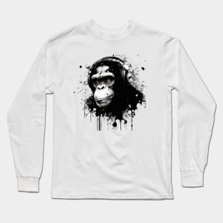 Ink Splattered Chimpanzee Long Sleeve T-Shirt